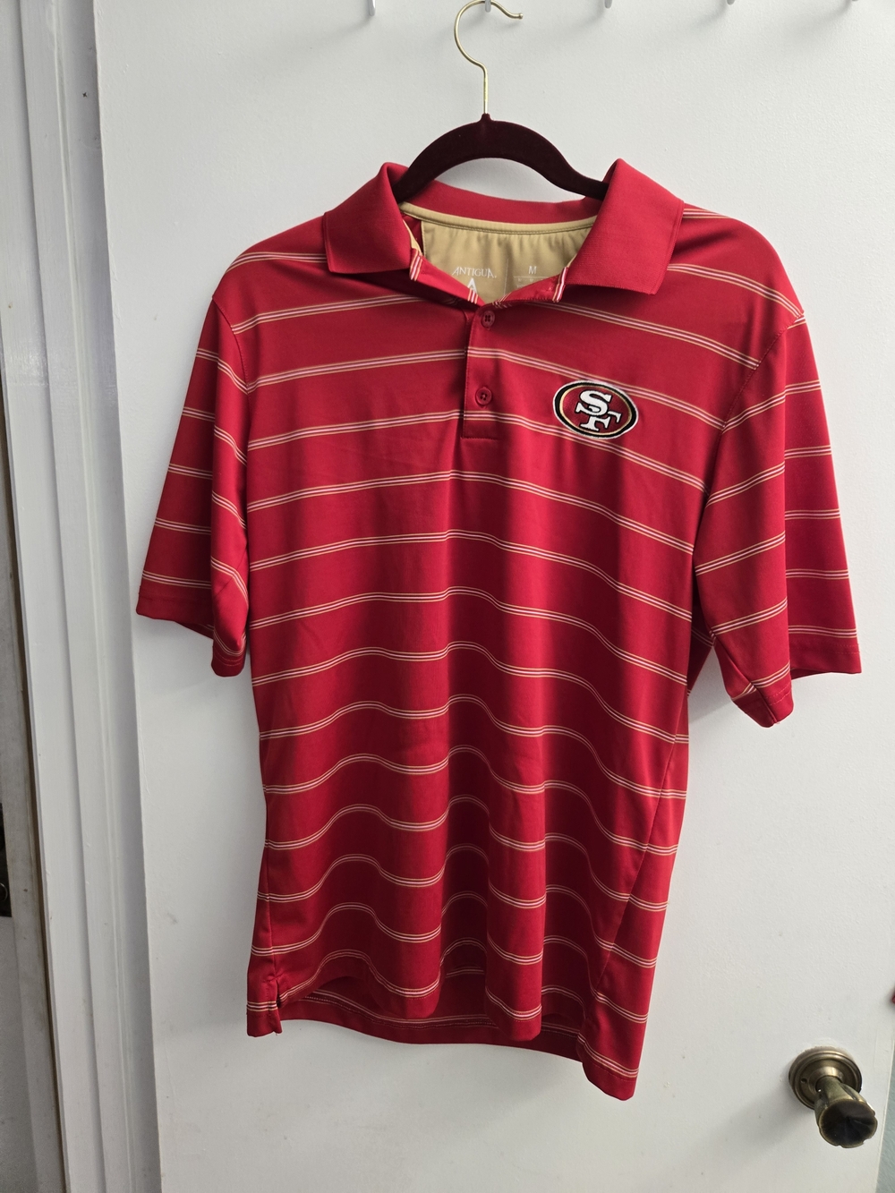 Antigua San Francisco 49ers Men's Red Striped Polo Shirt Size M